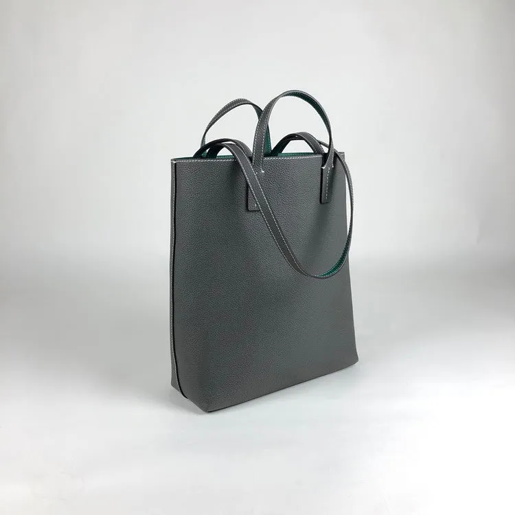Cute Womens Gray&White Leather Shoulder Tote Bag Best Tote Handbag Shopper Bag Purse for Ladies