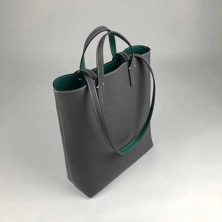 Cute Womens Gray&White Leather Shoulder Tote Bag Best Tote Handbag Shopper Bag Purse for Ladies