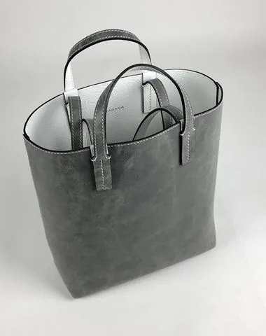 Cute Womens Gray&White Leather Shoulder Tote Bag Best Tote Handbag Shopper Bag Purse for Ladies