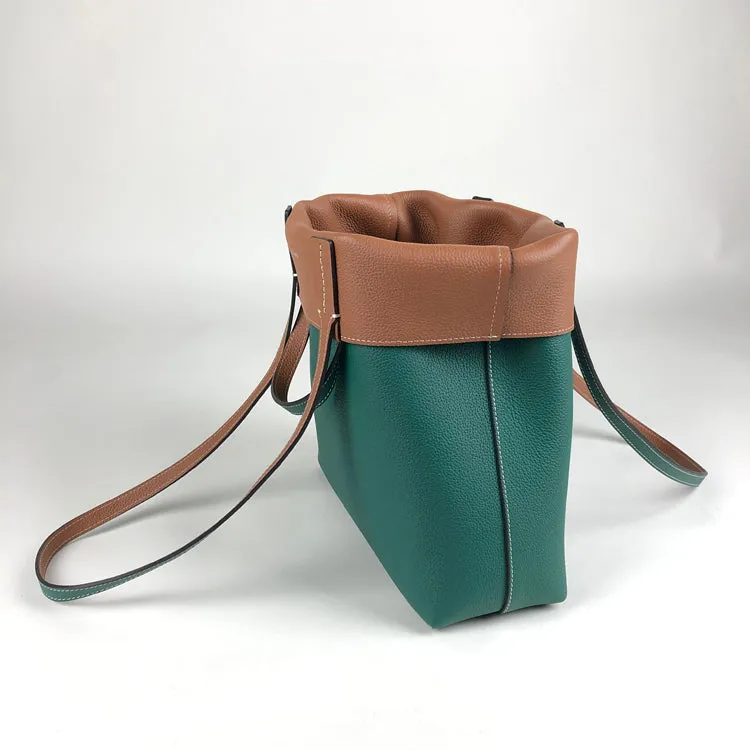 Cute Womens Gray&White Leather Shoulder Tote Bag Best Tote Handbag Shopper Bag Purse for Ladies