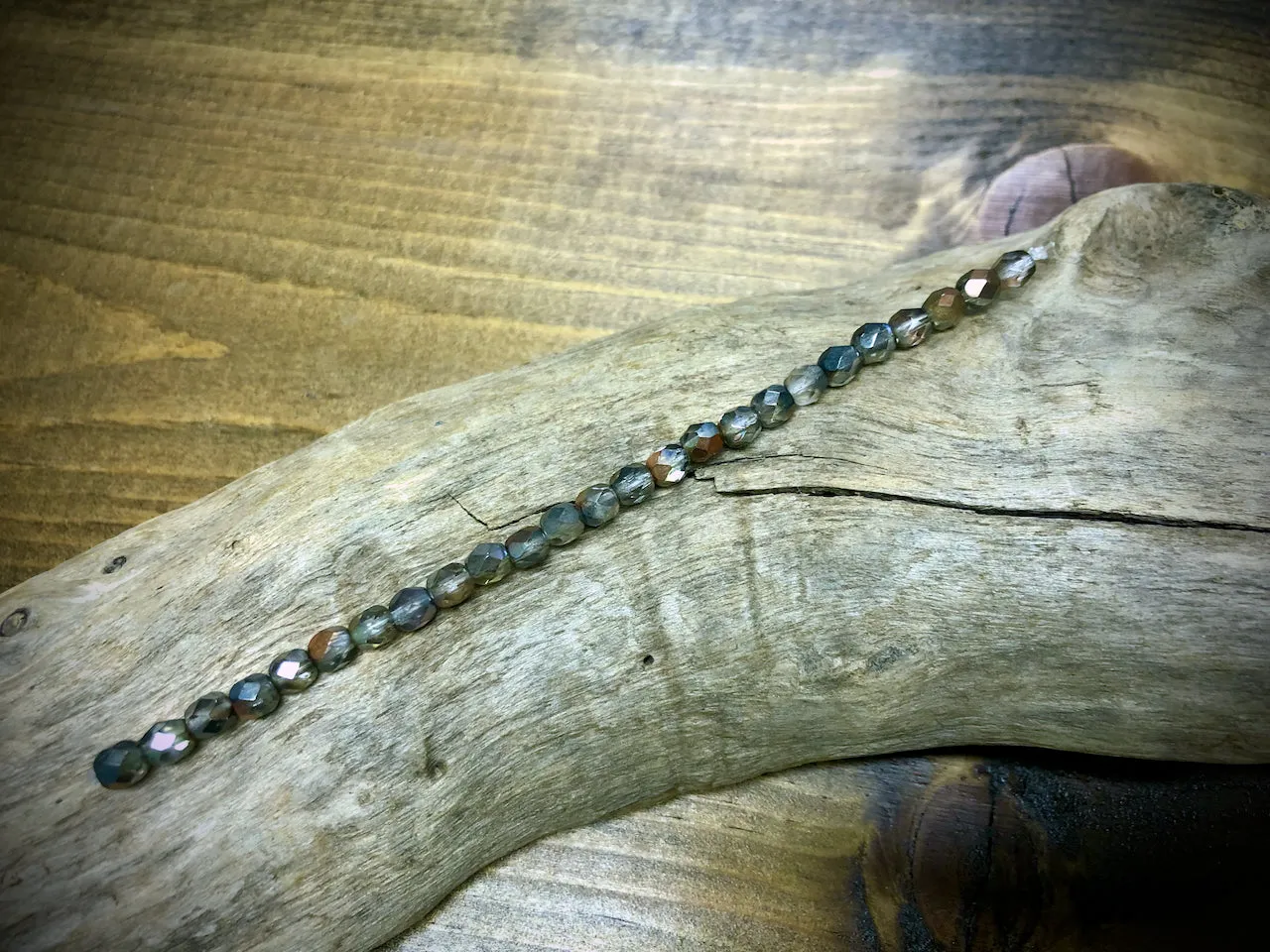 Czech Glass Fire Polished Bead Strand - Faceted Rounds - 5mm - 5”