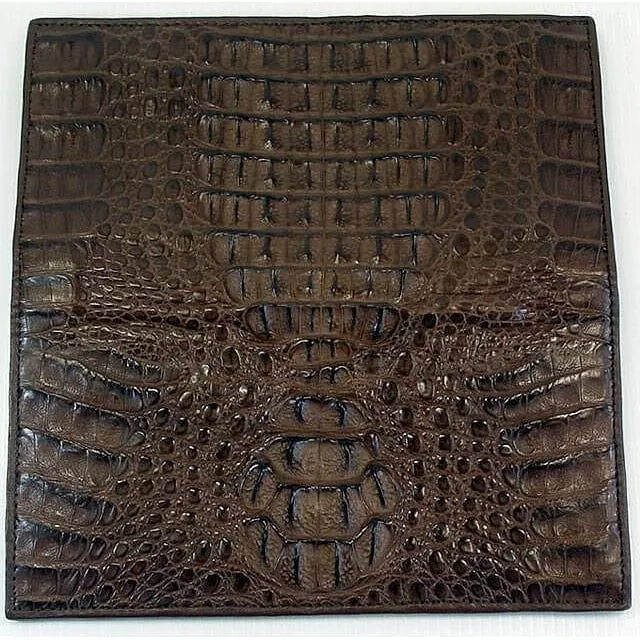 Dark Brown Head Crocodile Long Wallet