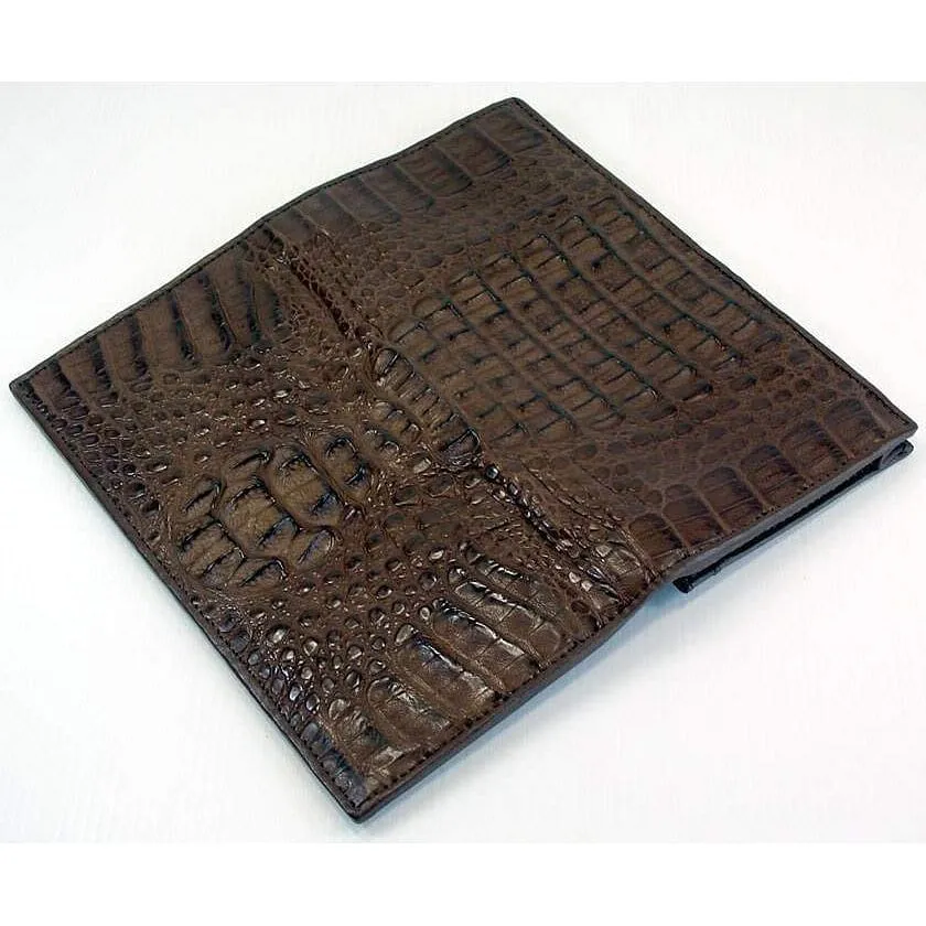 Dark Brown Head Crocodile Long Wallet