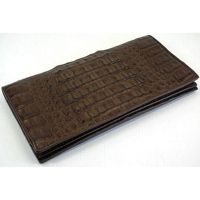 Dark Brown Head Crocodile Long Wallet