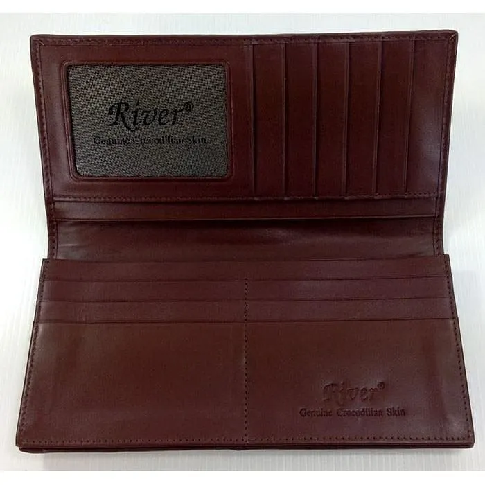 Dark Brown Head Crocodile Long Wallet