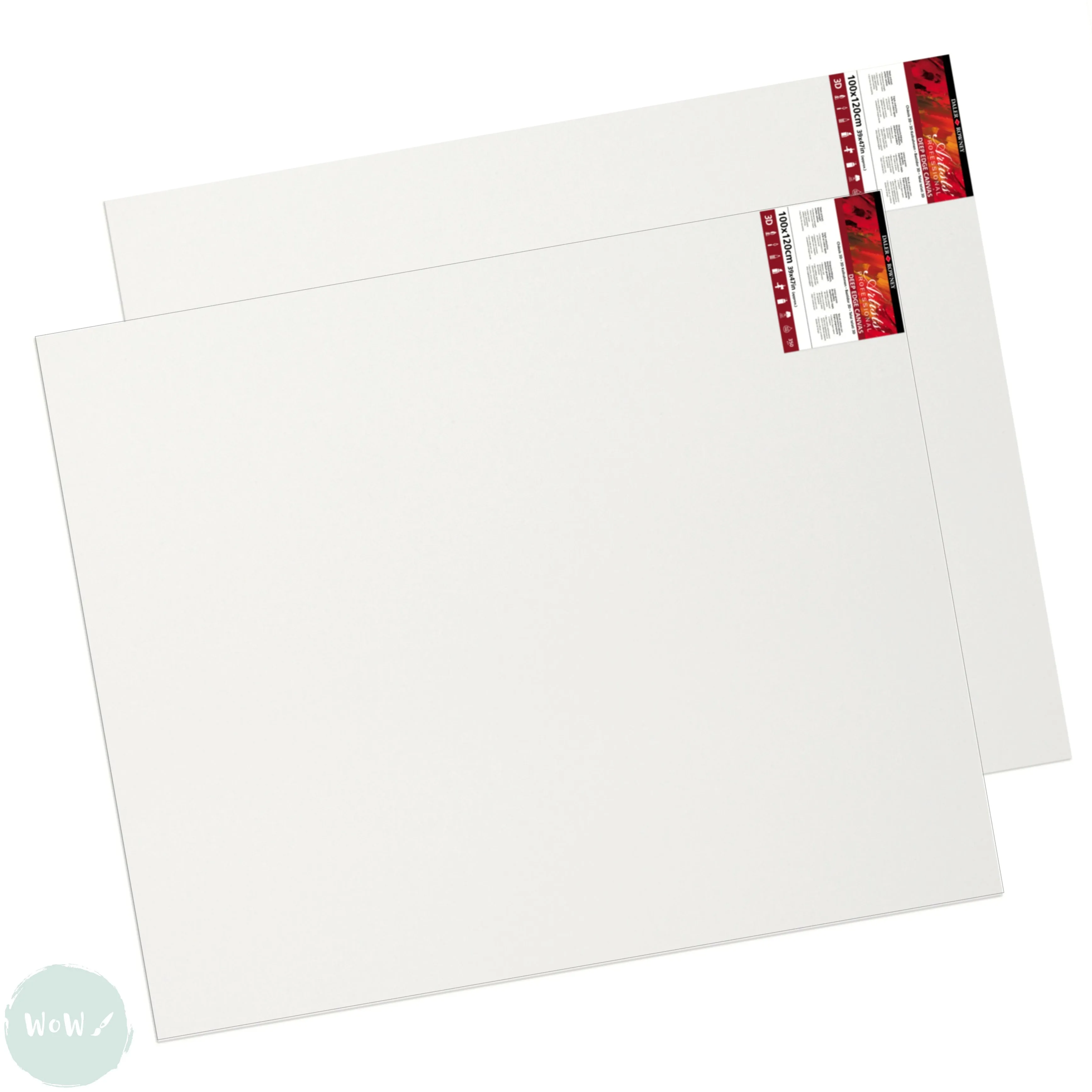 DEEP EDGE White Primed Stretched 100% Cotton Canvas – Daler Rowney -  ARTISTS 3D - 100 x 120cm (Approx. 39 x 48”) x 2