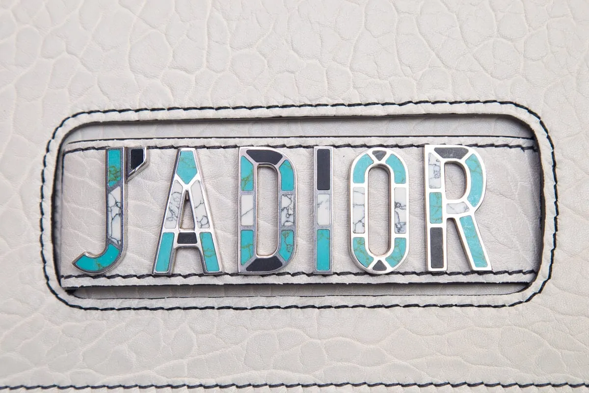 Dior White Calfskin Leather J'Adior Mosaic Handbag