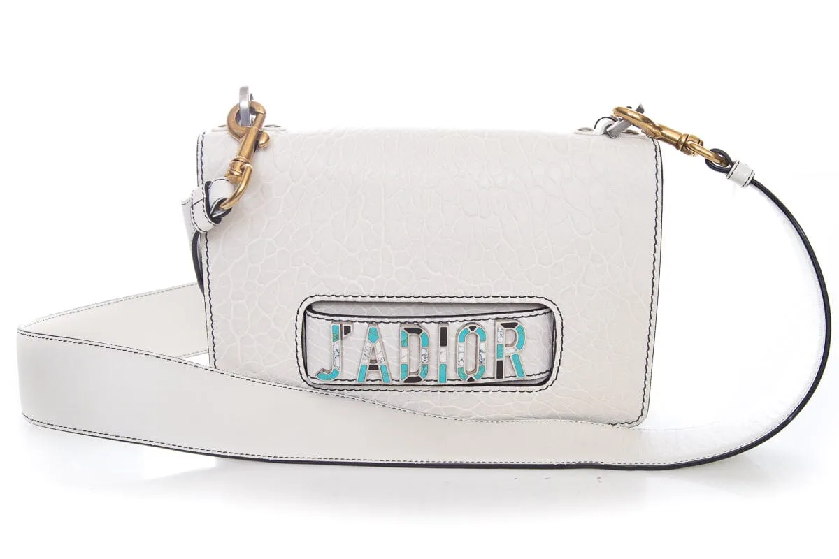 Dior White Calfskin Leather J'Adior Mosaic Handbag