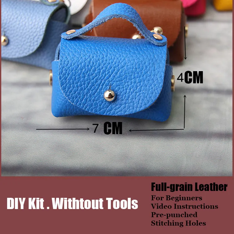 DIY White Leather Pouch Kits DIY Leather Projects DIY White Leather Mini HandBag Kit DIY Leather Coin Pouch Kit