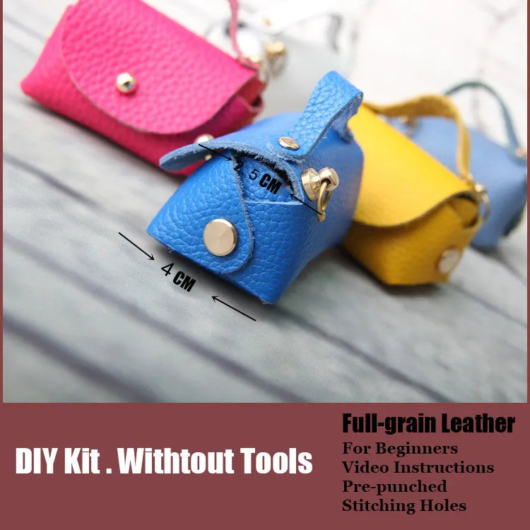 DIY White Leather Pouch Kits DIY Leather Projects DIY White Leather Mini HandBag Kit DIY Leather Coin Pouch Kit