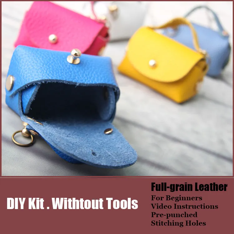 DIY White Leather Pouch Kits DIY Leather Projects DIY White Leather Mini HandBag Kit DIY Leather Coin Pouch Kit