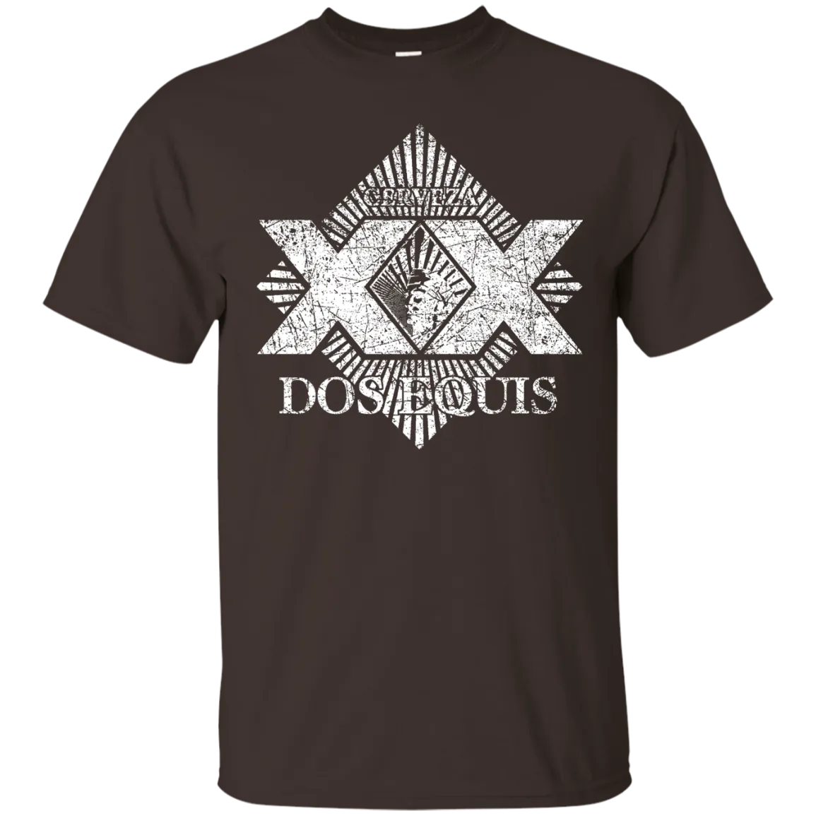 Dos Equis XX Lager Beer T-Shirt Custom Designed Worn Label Pattern