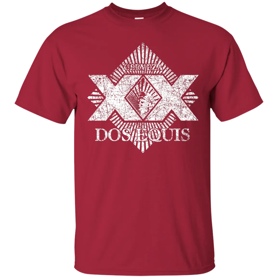 Dos Equis XX Lager Beer T-Shirt Custom Designed Worn Label Pattern