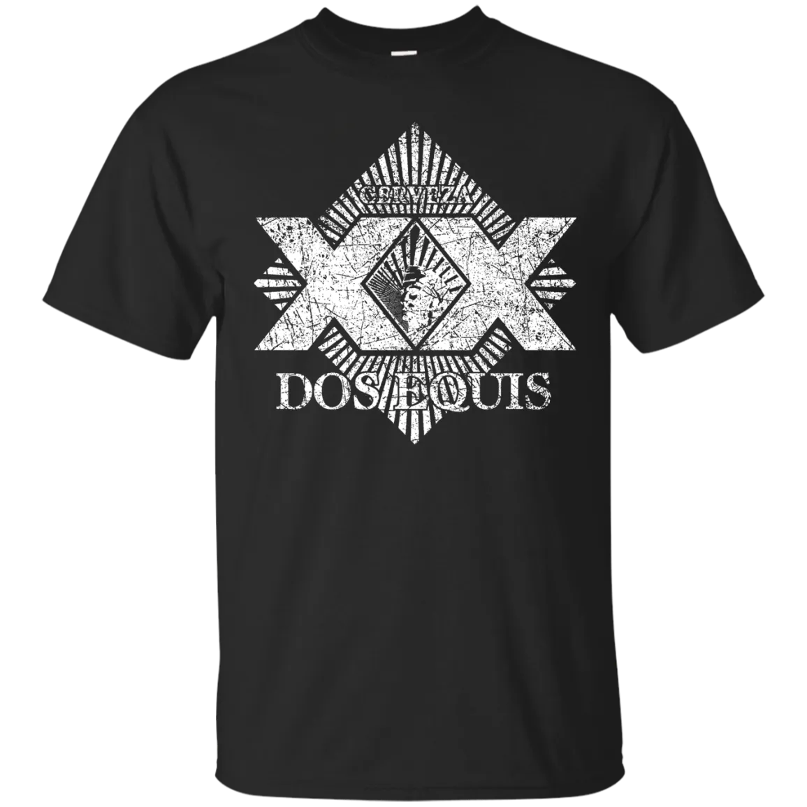 Dos Equis XX Lager Beer T-Shirt Custom Designed Worn Label Pattern