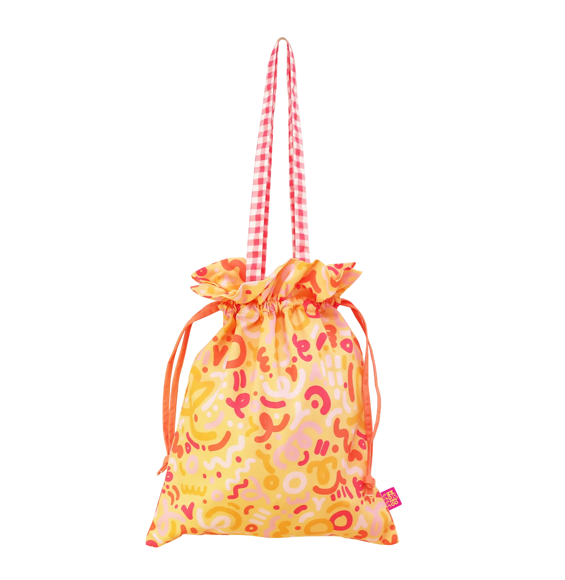 Drawstring tote bag - Cheddar ribbons