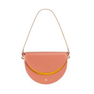 DUDU Women's bag with real leather shoulder, rigid crescent, made in Italy, handbag with flap and double shoulder strap, magnetic closure