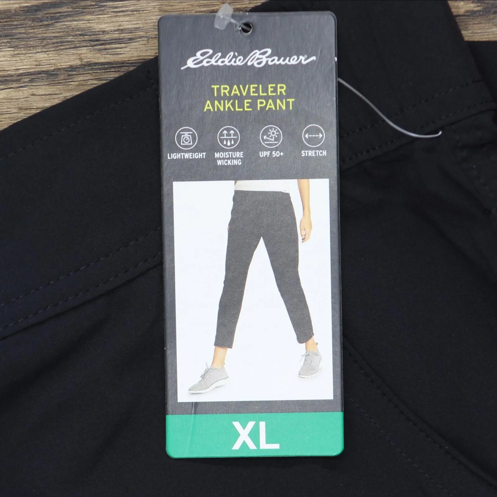 Eddie Bauer Travel Pants  Lightweight Elastic Waistband Ankle Pants Black XL