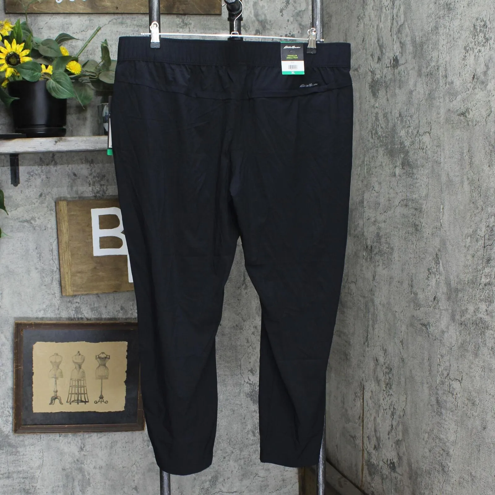 Eddie Bauer Travel Pants  Lightweight Elastic Waistband Ankle Pants Black XL