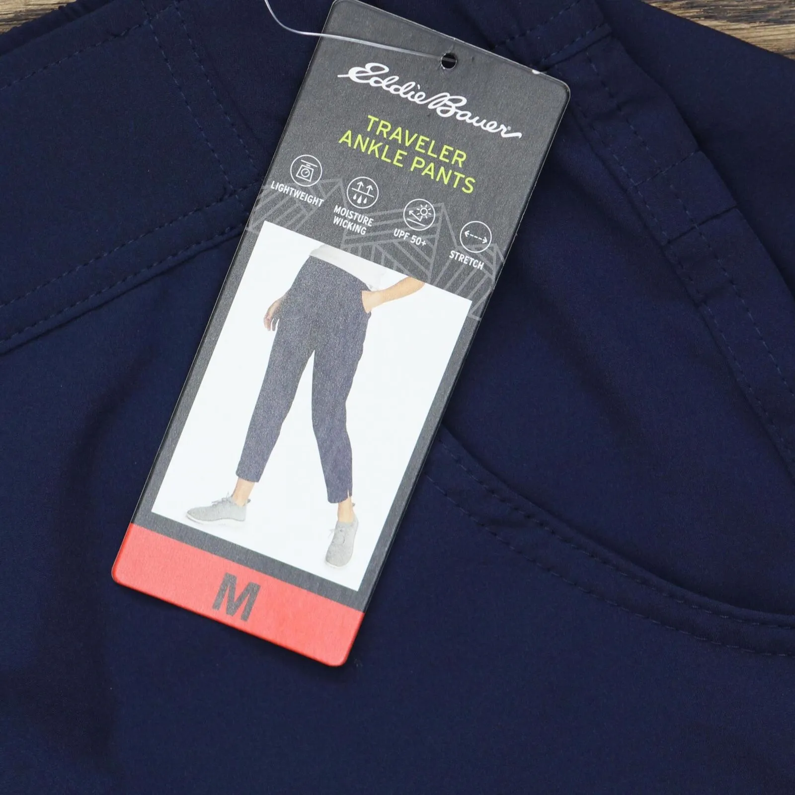 Eddie Bauer Travel Pants Women Lightweight Elastic Waistband Ankle Pants Blue M