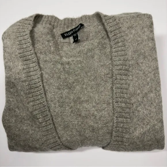 Eileen Fisher Baby Alpaca Wool Cashmere Blend Cardigan Size XS Roomy Grey