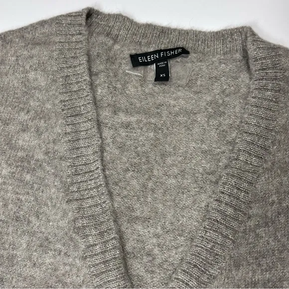 Eileen Fisher Baby Alpaca Wool Cashmere Blend Cardigan Size XS Roomy Grey