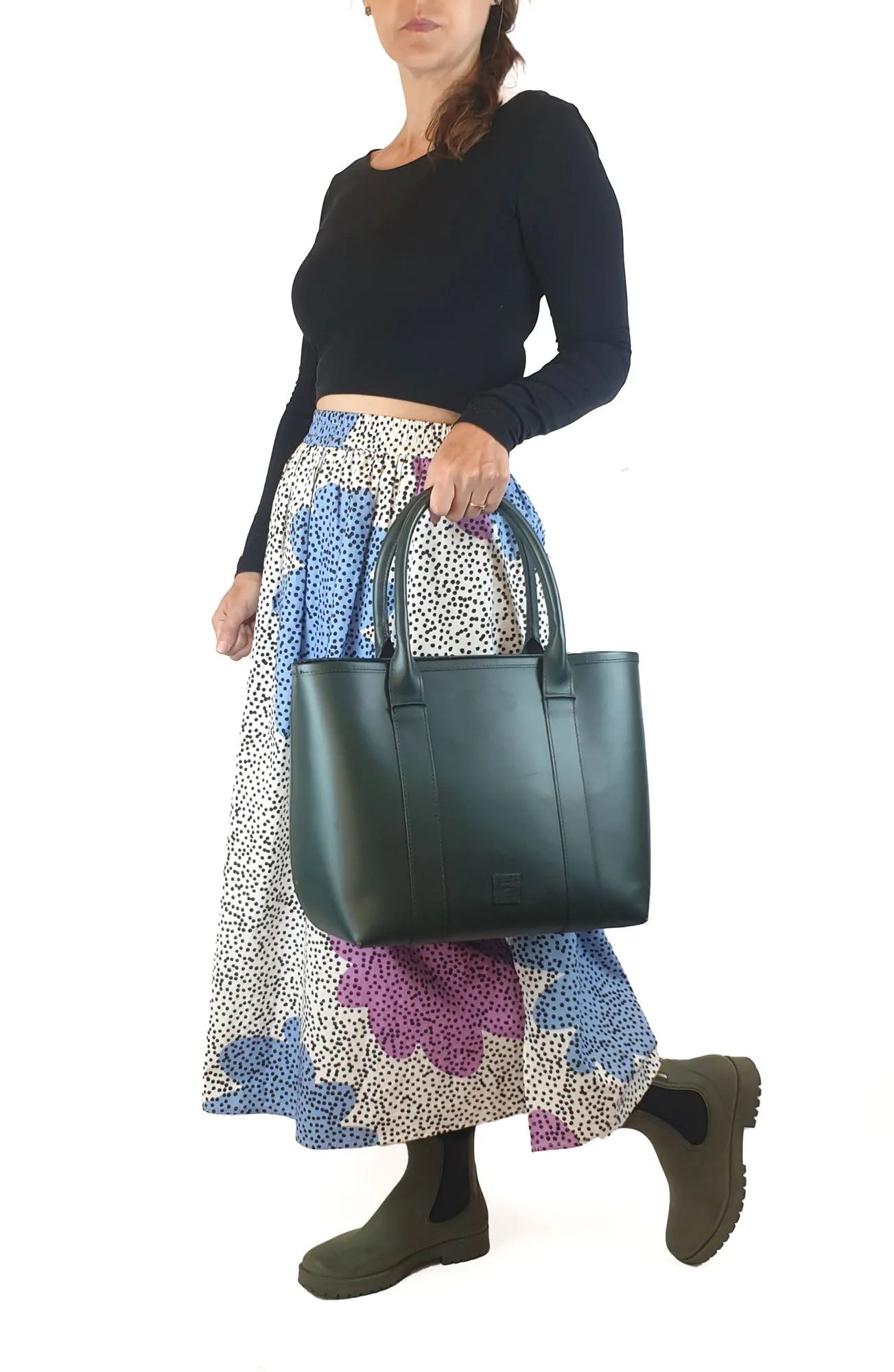 Elk large green leather shoulder bag