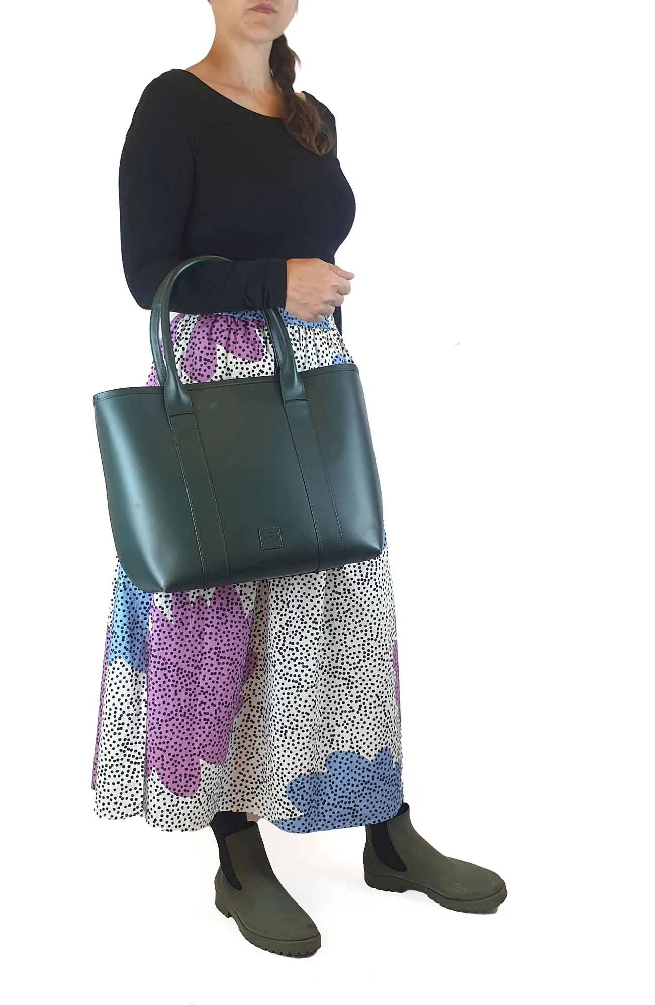 Elk large green leather shoulder bag