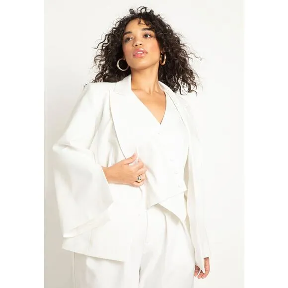 Eloquii White Split Sleeve Blazer