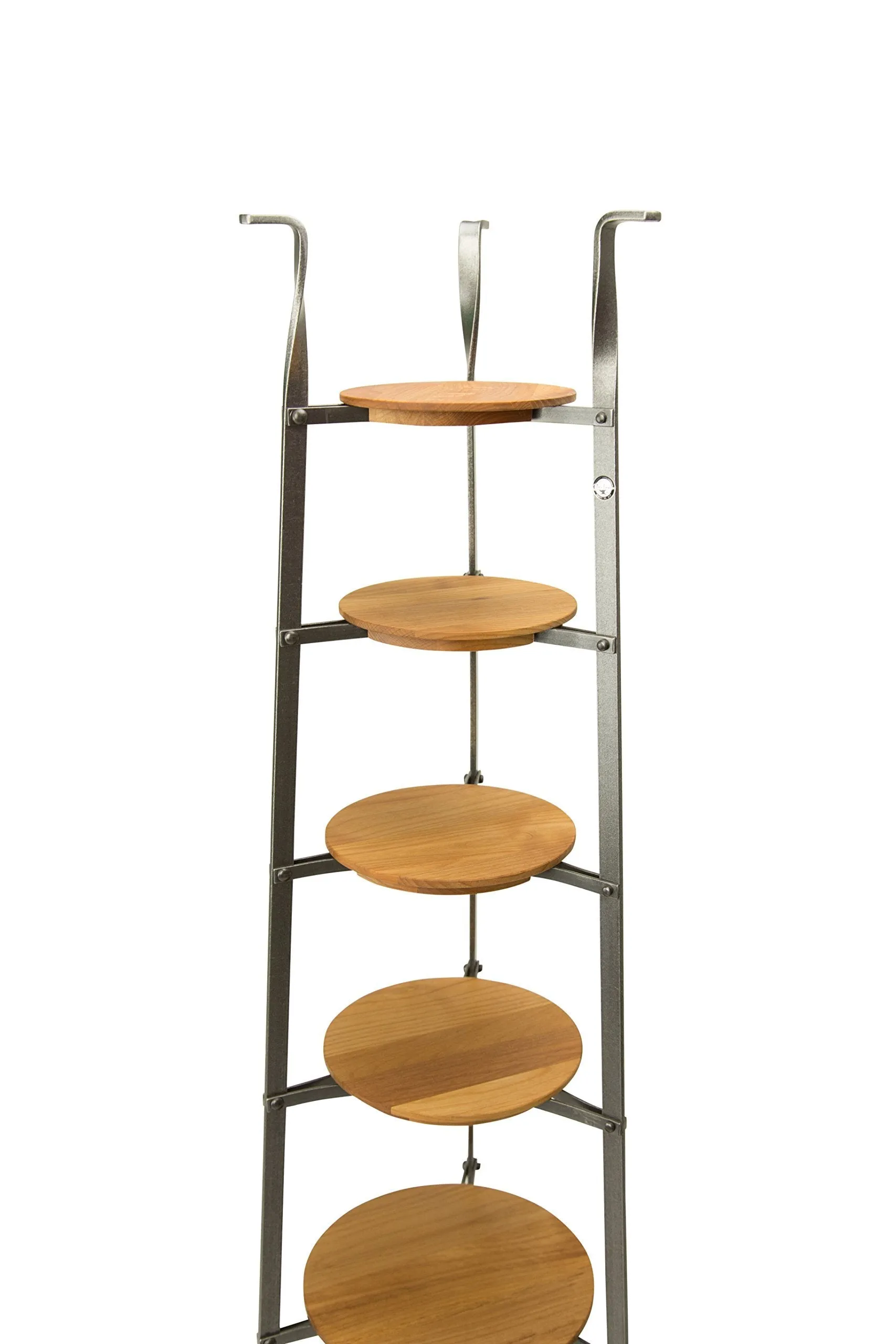 Enclume CWS6 W/Boards 6-Tier Gourmet Cookware Stand with Alder Shelves, Hammered Steel