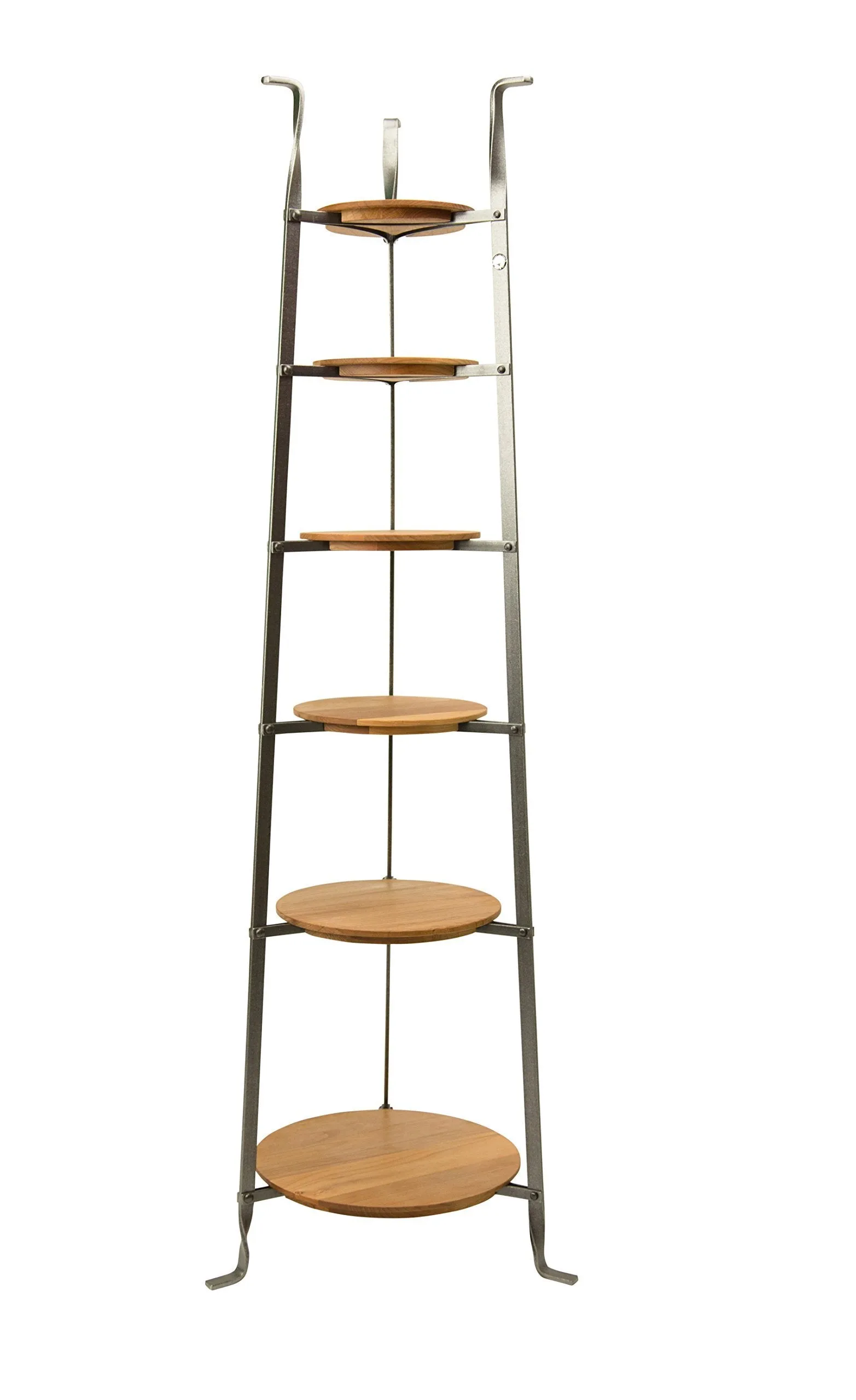 Enclume CWS6 W/Boards 6-Tier Gourmet Cookware Stand with Alder Shelves, Hammered Steel