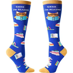 End Of Year Gifts, Cool Book Socks, Silly Socks, Funny Socks for Women, Reading Socks, Reading Gifts For Students Book Lovers Gifts