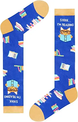 End Of Year Gifts, Cool Book Socks, Silly Socks, Funny Socks for Women, Reading Socks, Reading Gifts For Students Book Lovers Gifts