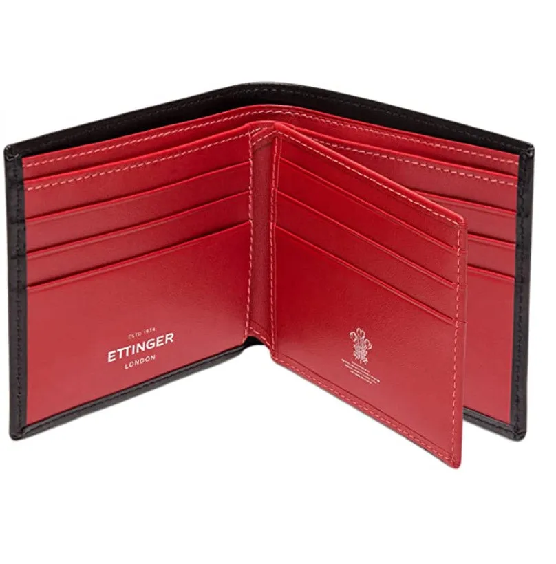 Ettinger Sterling Collection Billfold with 12 Card Slips Black and Red