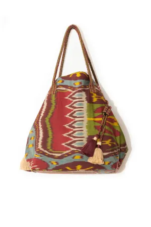 Expandable Ikat Bag with Tassels
