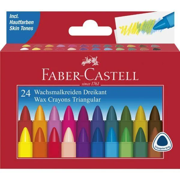 Faber-Castell - Triangular Wax Crayons Box 24