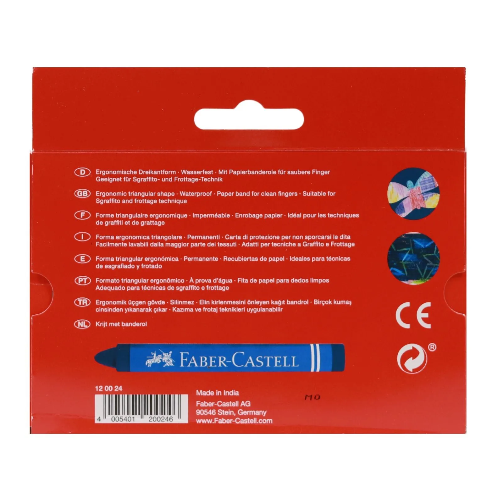 Faber-Castell - Triangular Wax Crayons Box 24