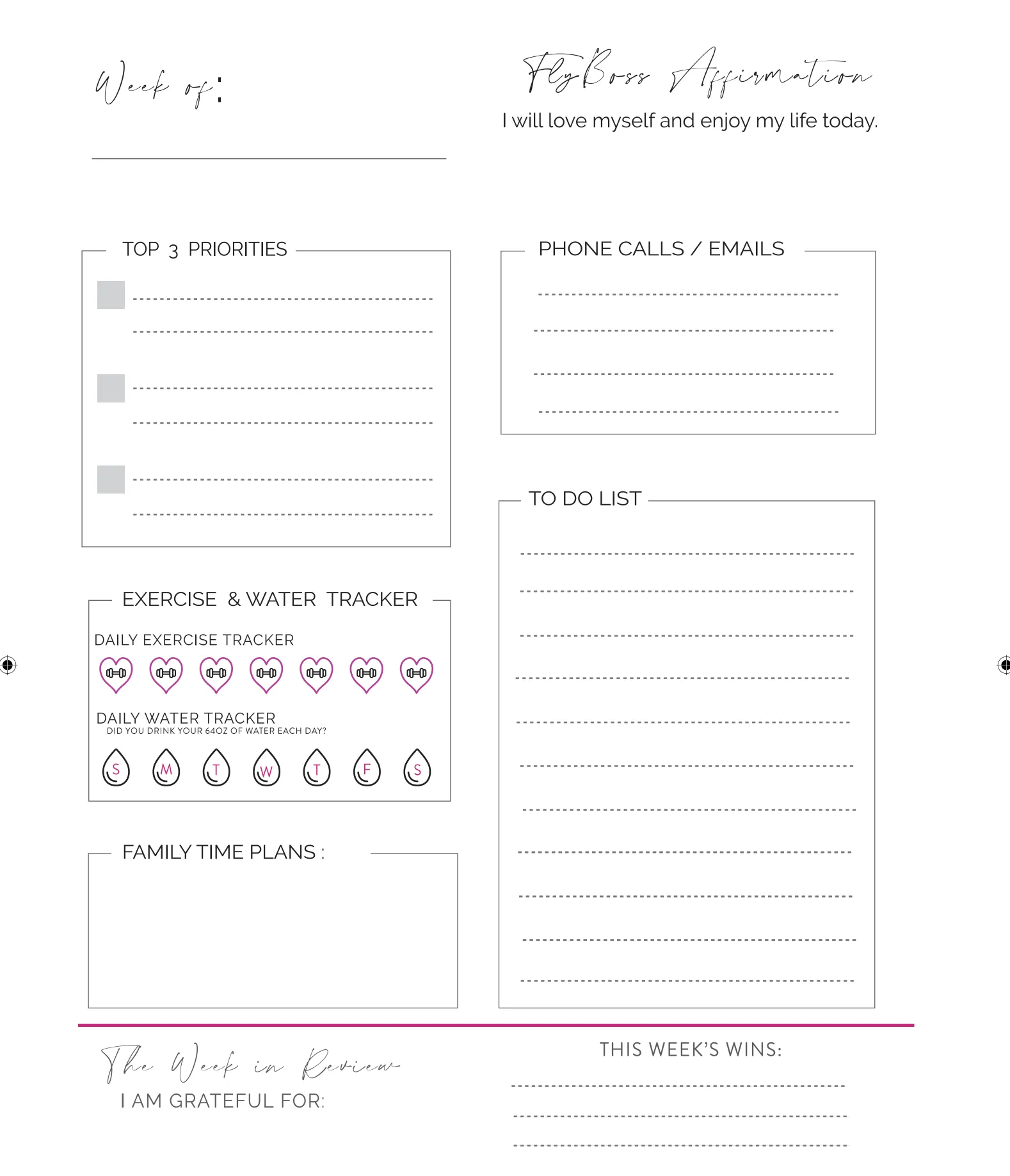 FlyBOSS Lifestyle Planner "Pretty Pink " Limited Edition