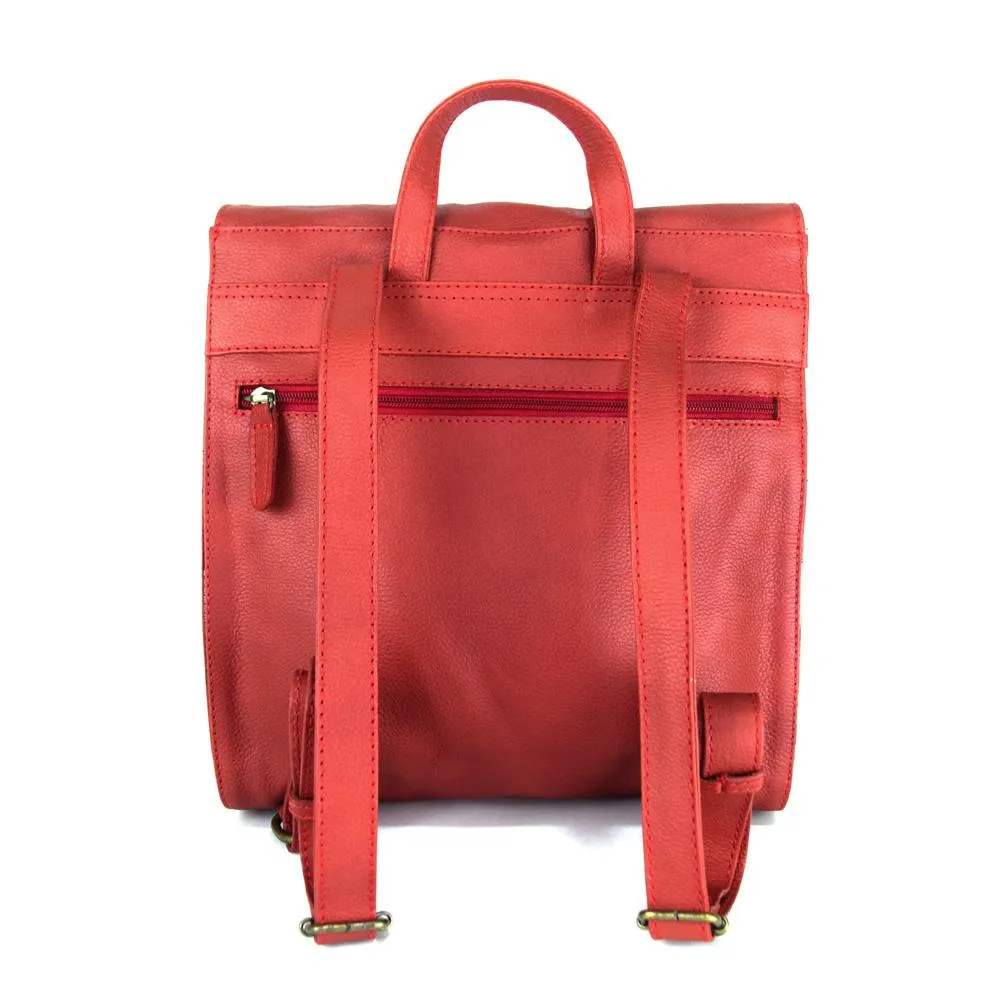 Foldover Backpack in Rustic Red Leather- Not Concealed - Final Sale: No Returns or Exchanges