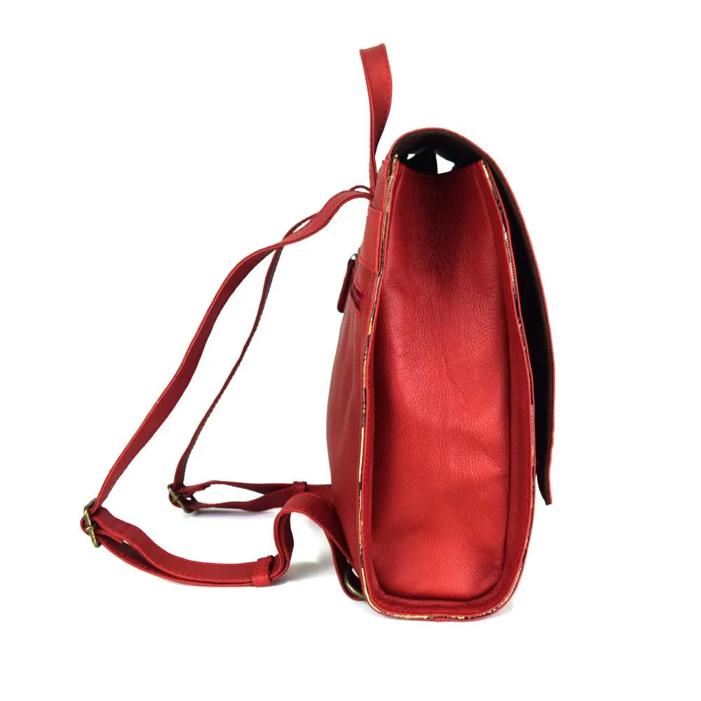 Foldover Backpack in Rustic Red Leather- Not Concealed - Final Sale: No Returns or Exchanges