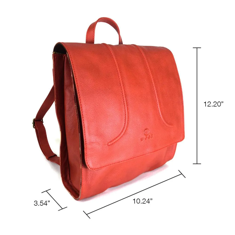 Foldover Backpack in Rustic Red Leather- Not Concealed - Final Sale: No Returns or Exchanges