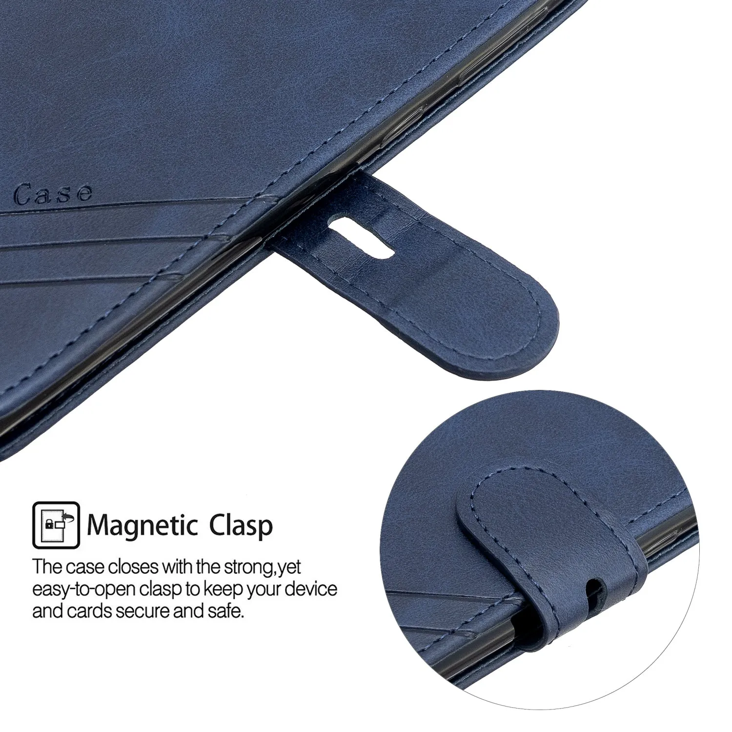 For Samsung A51/A71/M30S Case Soft Leather Cover with Denim Texture Precise Cutouts Wallet Design Buckle Closure Smartphone Shell  blue
