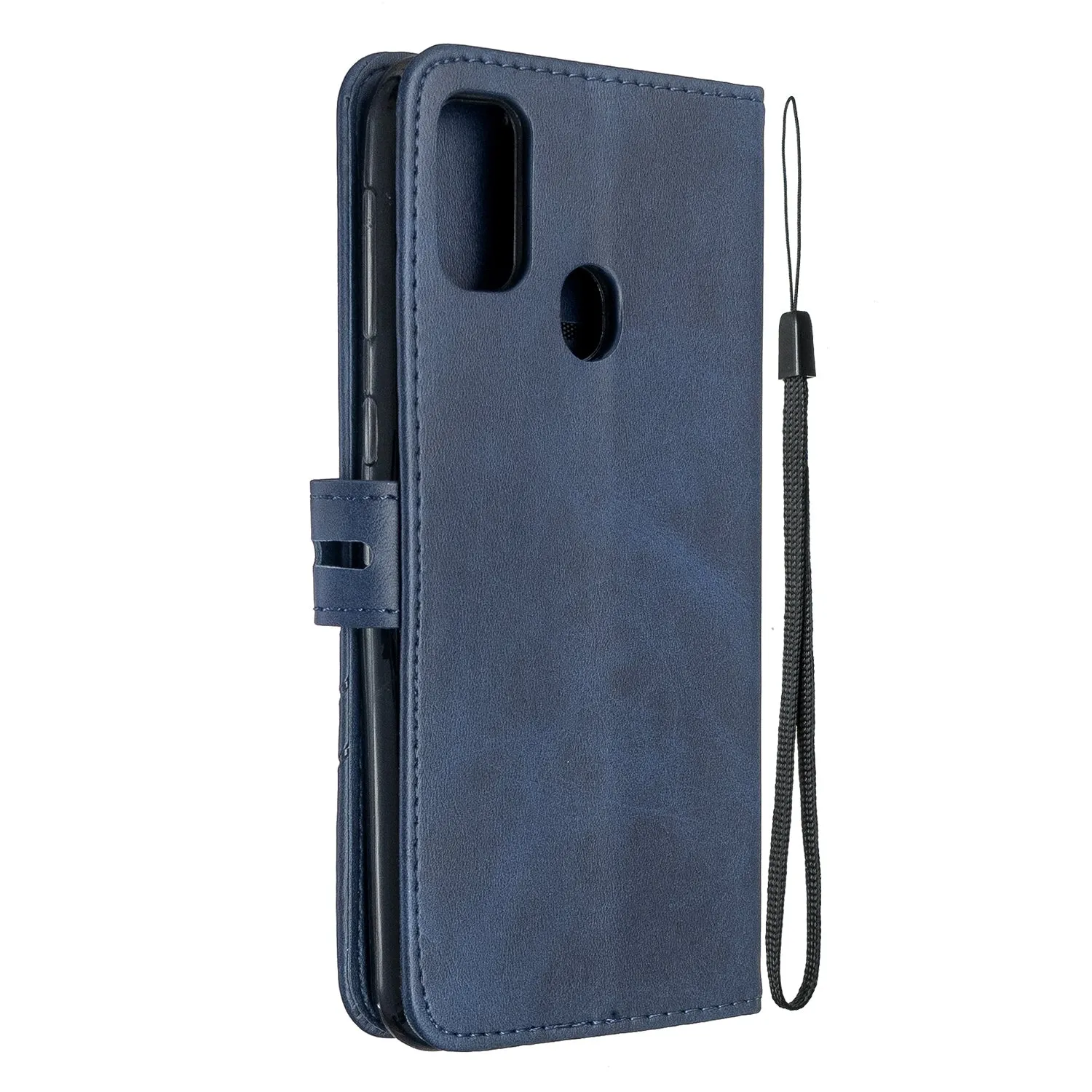 For Samsung A51/A71/M30S Case Soft Leather Cover with Denim Texture Precise Cutouts Wallet Design Buckle Closure Smartphone Shell  blue