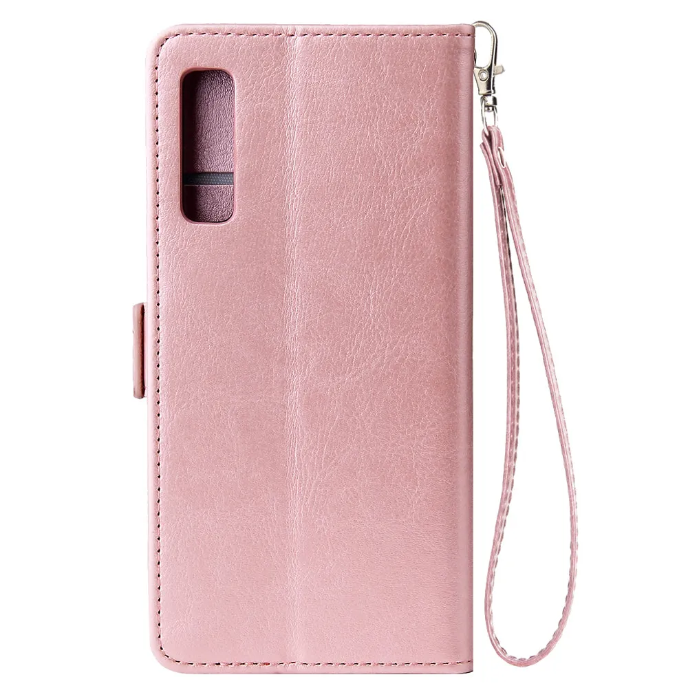 For Samsung A7 2018-A750 Solid Color PU Leather Zipper Wallet Double Buckle Protective Case with Stand & Lanyard Rose gold
