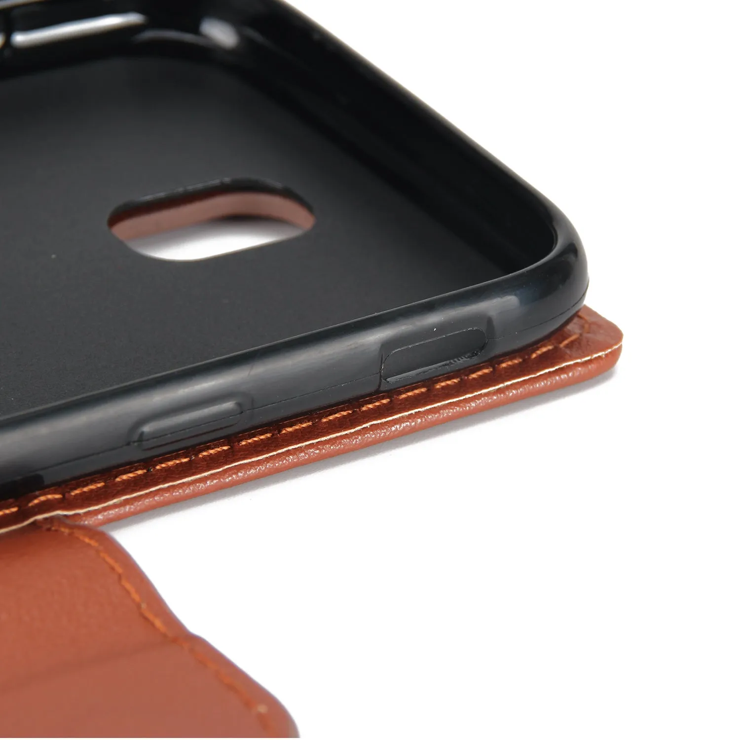 For Samsung J7 PLUS/J7  Full Protective Clip Case Cover PU Stylish Shell with Card Slot Rose gold