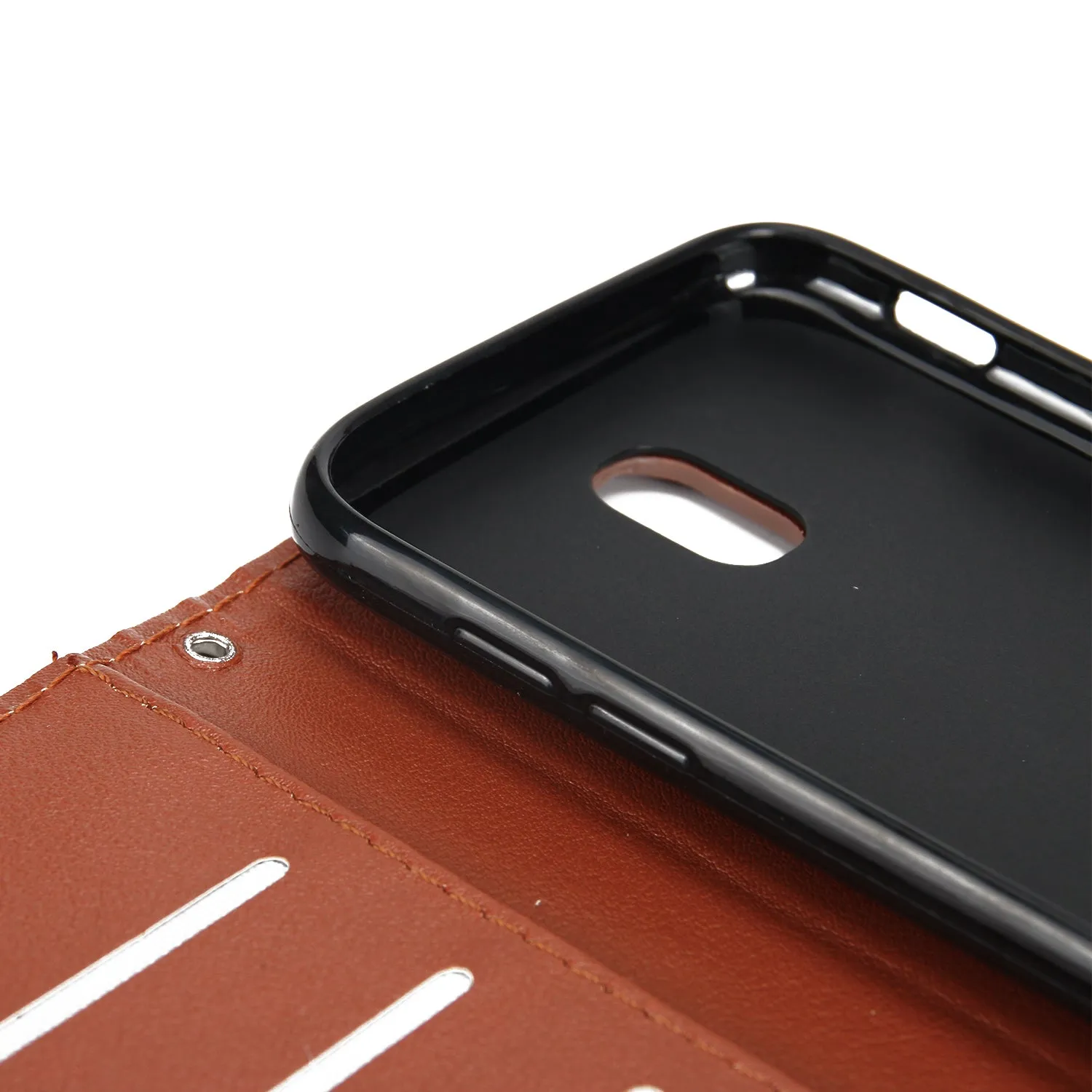 For Samsung J7 PLUS/J7  Full Protective Clip Case Cover PU Stylish Shell with Card Slot wine Red