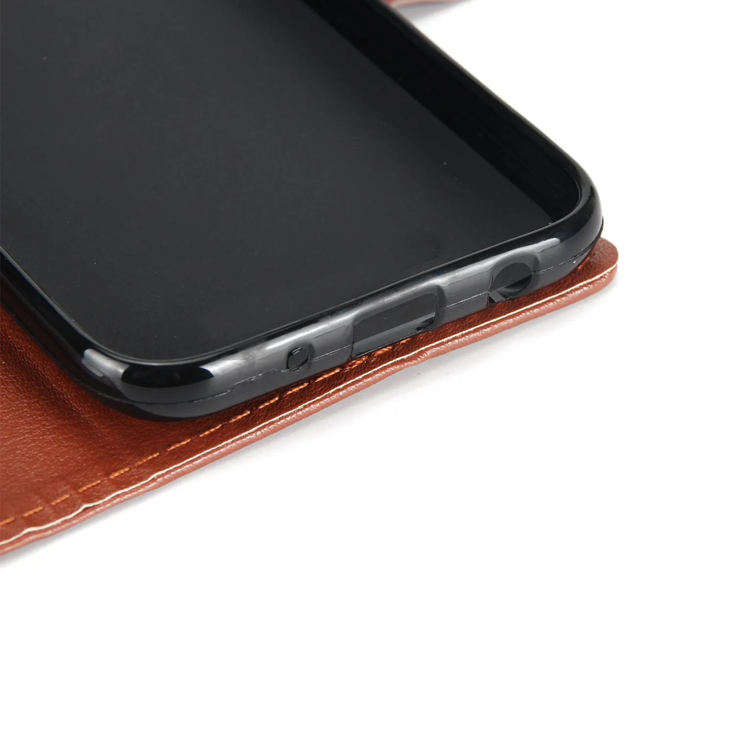 For Samsung J7 PLUS/J7  Full Protective Clip Case Cover PU Stylish Shell with Card Slot wine Red
