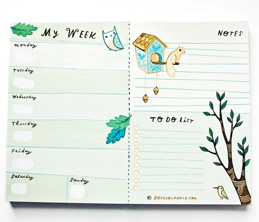 Forest Animal Weekly Planner Notepad