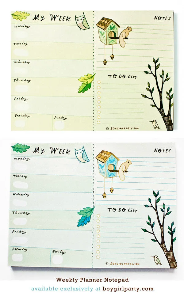 Forest Animal Weekly Planner Notepad