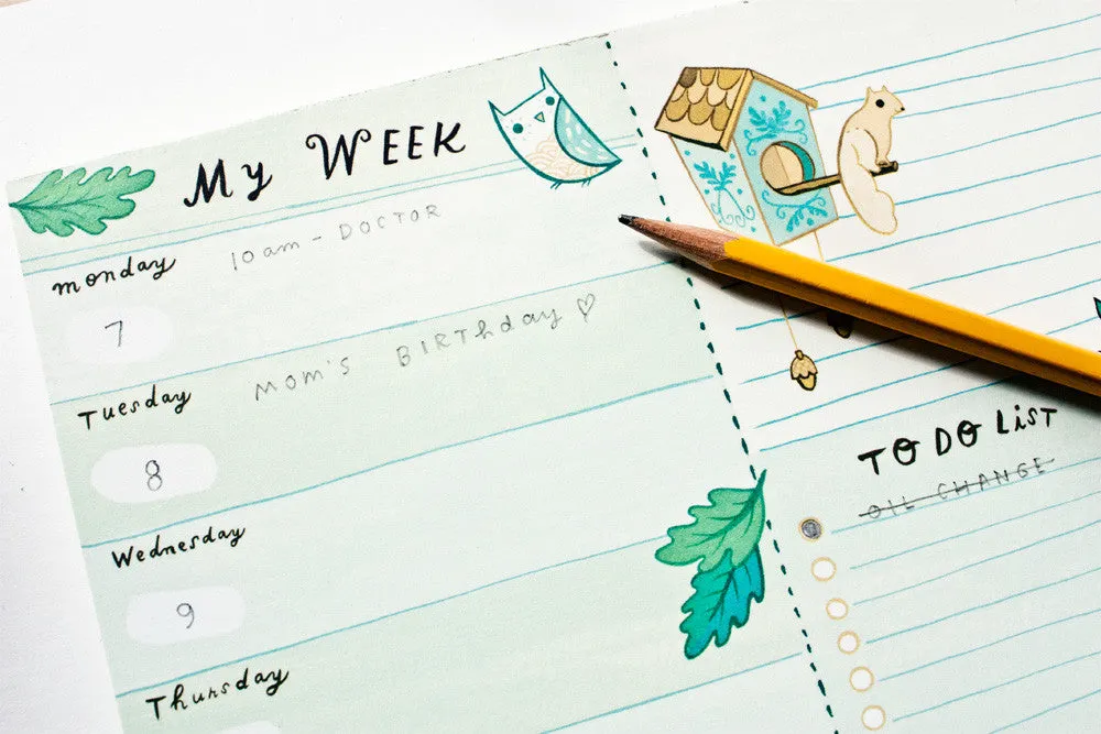 Forest Animal Weekly Planner Notepad