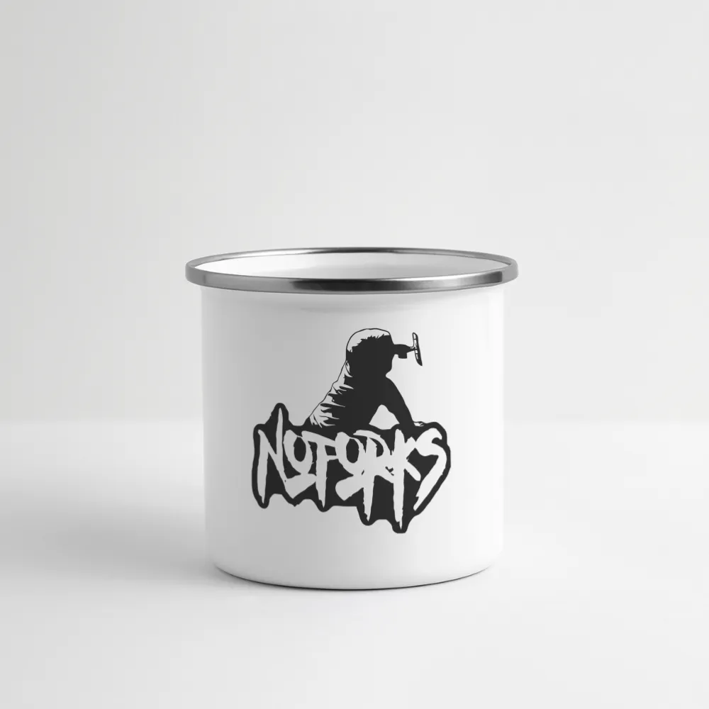 Forkin' Around the Campfire – No Forks Enameled Camper Mug